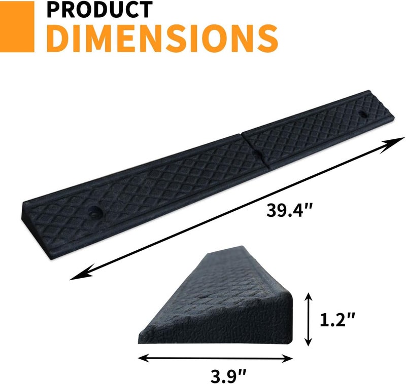 Vacallity Curb Ramp 1.2" Rise Rubber Curb Ramps for Driveway Curb Ramps for Sidewalks Car Ramps Door Threshold Ramp Shed Ramps for Riding Mower 7000 LB Capacity - Image 2